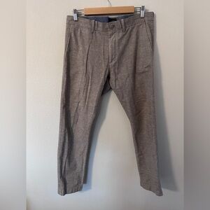 J. Crew Stretch Men's Tan beige brown Chinos pants size 32 cotton linen blend